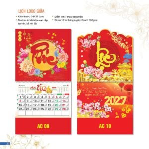 Lịch Bloc 2027 AC Mẫu AC09 (34  x  37 cm) Quà Tết Công Đoàn Đầy Đủ Hóa Đơn VAT in logo doanh nghiệp quà tặng Tết tại Quà Tặng Công Đoàn