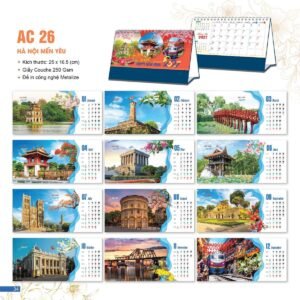 Lịch Bloc 2027 AC Mẫu AC26 - Hà Nội Mến Yêu (25 x 16 cm) Quà Tết Công Đoàn Đầy Đủ Hóa Đơn VAT in logo doanh nghiệp quà tặng Tết tại Quà Tặng Công Đoàn
