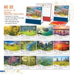 Lịch Để Bàn 2027 AC Mẫu AC32 (21 x 22 cm) Quà Tết Công Đoàn Đầy Đủ Hóa Đơn VAT in logo doanh nghiệp quà tặng Tết tại Quà Tặng Công Đoàn