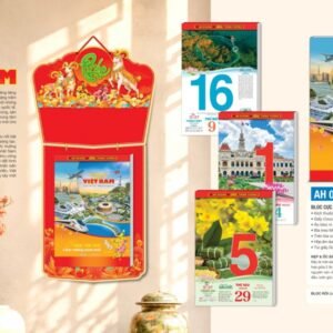 Trọn bộ lịch bloc An Hảo AH02 gồm khánh treo metalize 7 màu hộp âm dương và túi xách