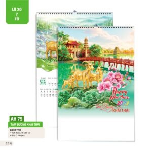 Lịch Treo Tường Lò Xo 7 Tờ 2027 AH Mẫu AH75 (40 x 60cm) Quà Tết Công Đoàn Đầy Đủ Hóa Đơn VAT in logo doanh nghiệp quà tặng Tết tại Quà Tặng Công Đoàn