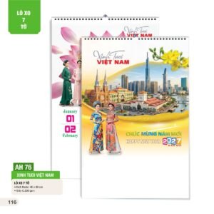 Lịch Treo Tường Lò Xo 7 Tờ 2027 AH Mẫu AH76 (40 x 60cm) Quà Tết Công Đoàn Đầy Đủ Hóa Đơn VAT in logo doanh nghiệp quà tặng Tết tại Quà Tặng Công Đoàn