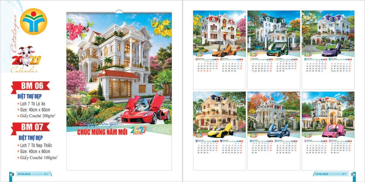 Lịch 7 Tờ Lò Xo 2027 Bình Minh BM05 Quà Tết Công Đoàn Đầy Đủ Hóa Đơn VAT