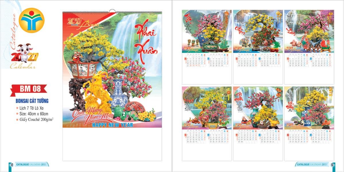 Lịch 7 Tờ Lò Xo 2027 Bình Minh BM06 Quà Tết Công Đoàn Đầy Đủ Hóa Đơn VAT
