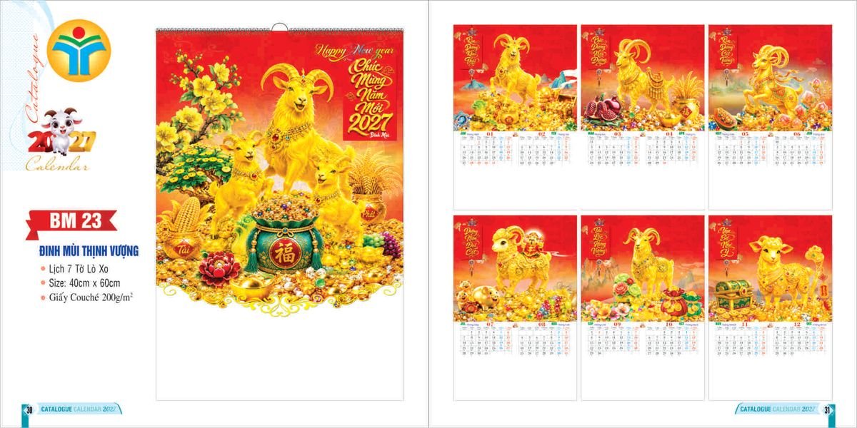 Lịch Để Bàn 2027 Bình Minh BM15 Quà Tết Công Đoàn Đầy Đủ Hóa Đơn VAT
