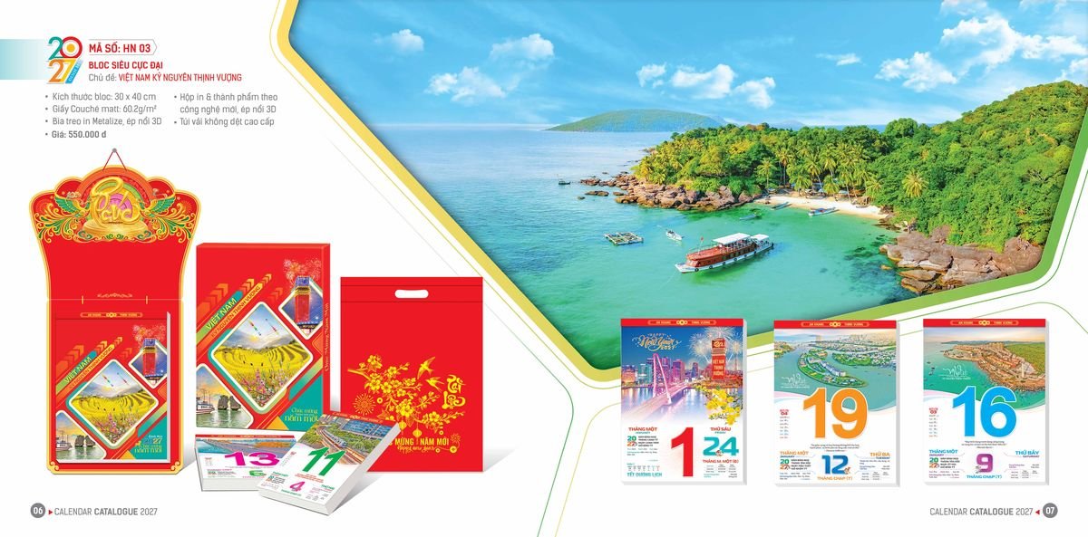 Lịch Bloc Ba Nhất 2027 Ba Nhất 2027 BN006 Quà Tết Công Đoàn Đầy Đủ Hóa Đơn VAT