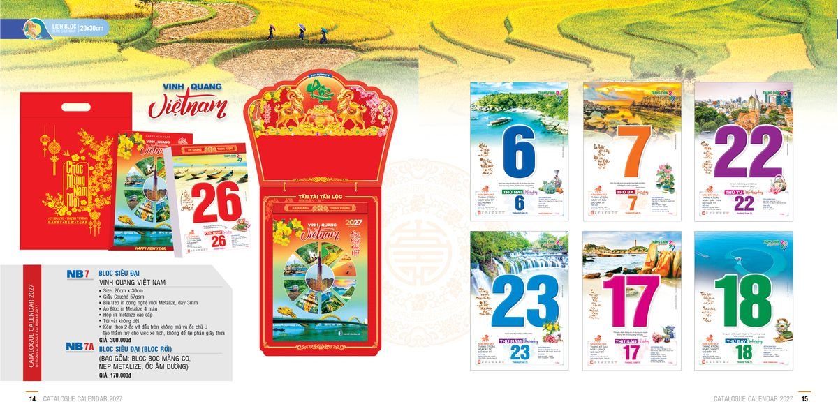 Lịch Bloc Ba Nhất 2027 Ba Nhất 2027 BN018 Quà Tết Công Đoàn Đầy Đủ Hóa Đơn VAT