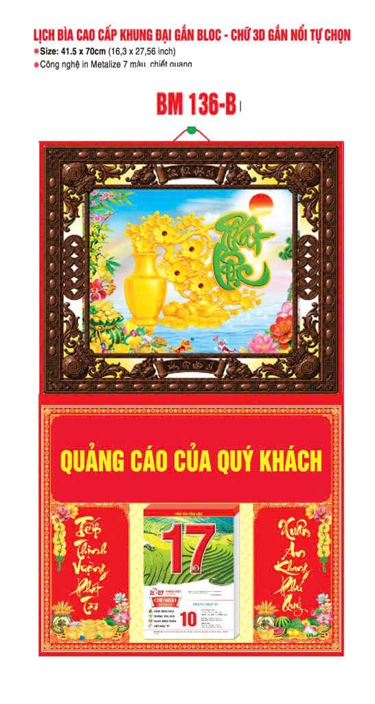 Bìa Lịch Treo Gắn Bloc Ba Nhất Ba Nhất 2027 BN154 Quà Tết Công Đoàn Đầy Đủ Hóa Đơn VAT