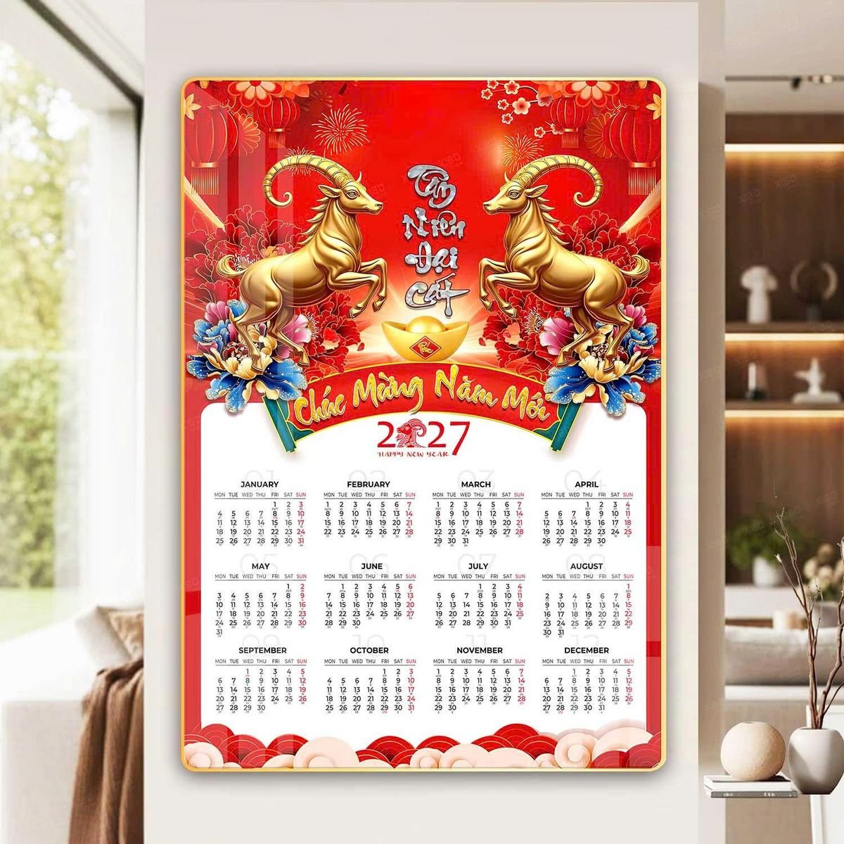 Lịch Bìa Lamina 40x60cm Ba Nhất 2027 BN290 Quà Tết Công Đoàn Đầy Đủ Hóa Đơn VAT