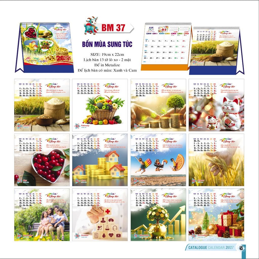 Lịch Để Bàn Ba Nhất Ba Nhất 2027 BN509 Quà Tết Công Đoàn Đầy Đủ Hóa Đơn VAT
