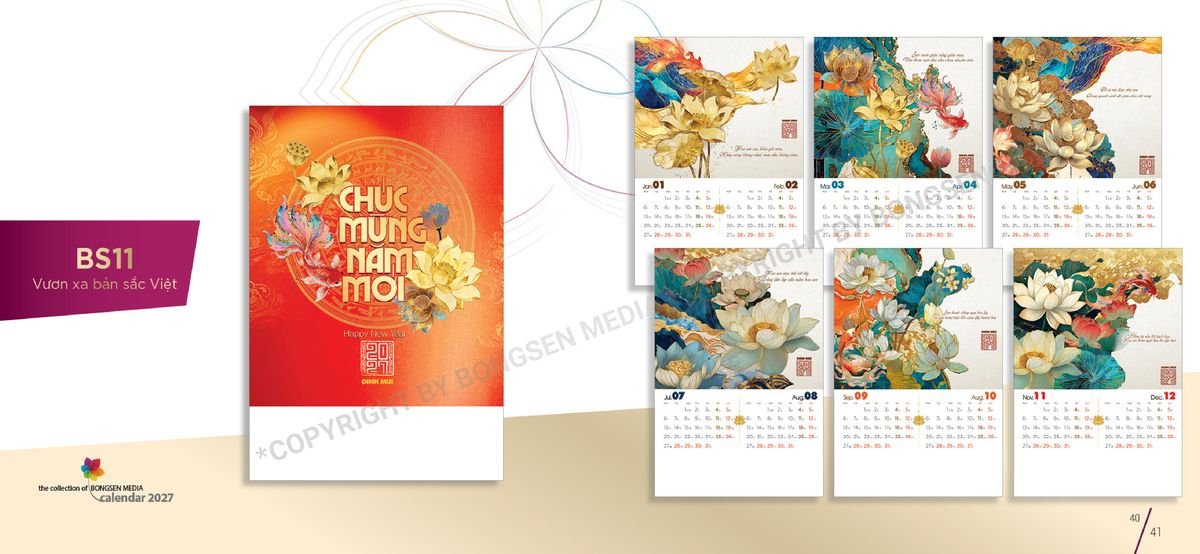 Lịch 7 Tờ Lò Xo 2027 BS21 Quà Tết Công Đoàn Đầy Đủ Hóa Đơn VAT
