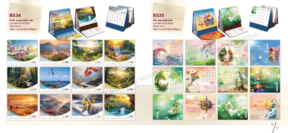 Lịch Để Bàn Nghệ Thuật 2027 Bông Sen BS34 Quà Tết Công Đoàn Đầy Đủ Hóa Đơn VAT