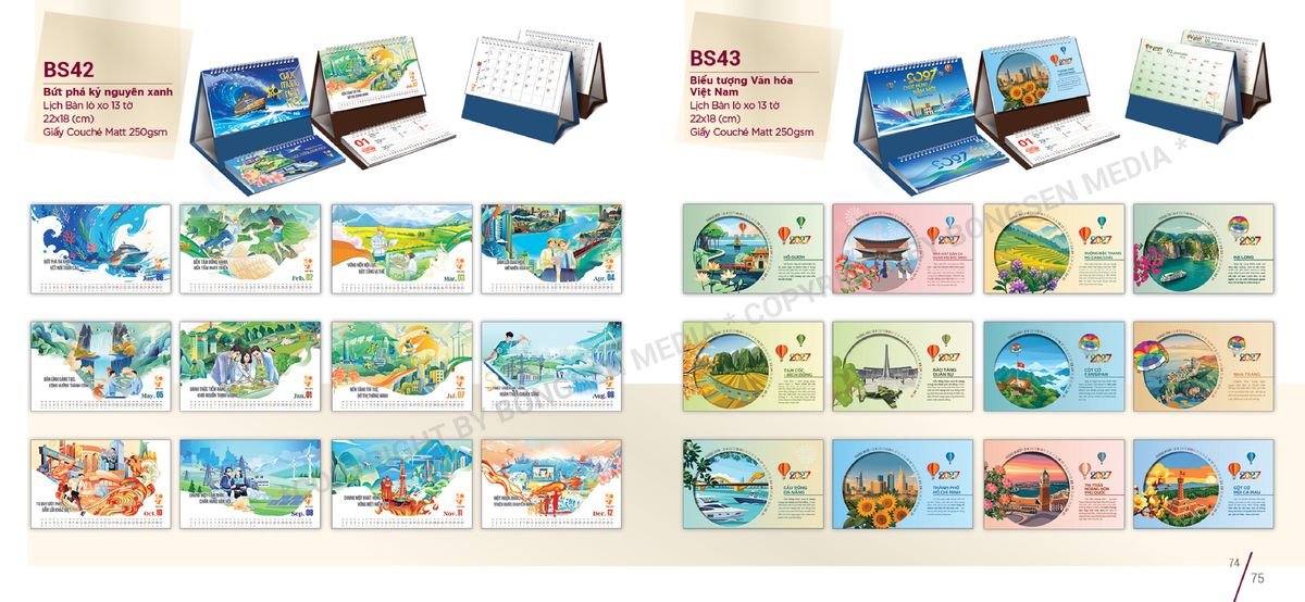 Lịch Để Bàn Nghệ Thuật 2027 BS38 Quà Tết Công Đoàn Đầy Đủ Hóa Đơn VAT
