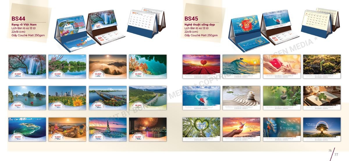 Lịch Để Bàn Nghệ Thuật 2027 BS39 Quà Tết Công Đoàn Đầy Đủ Hóa Đơn VAT