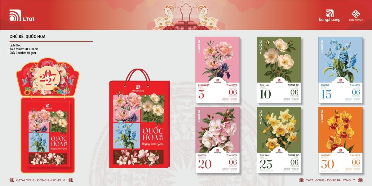 Lịch Bloc Đông Phương 2027 DP02 Quà Tết Công Đoàn Đầy Đủ Hóa Đơn VAT
