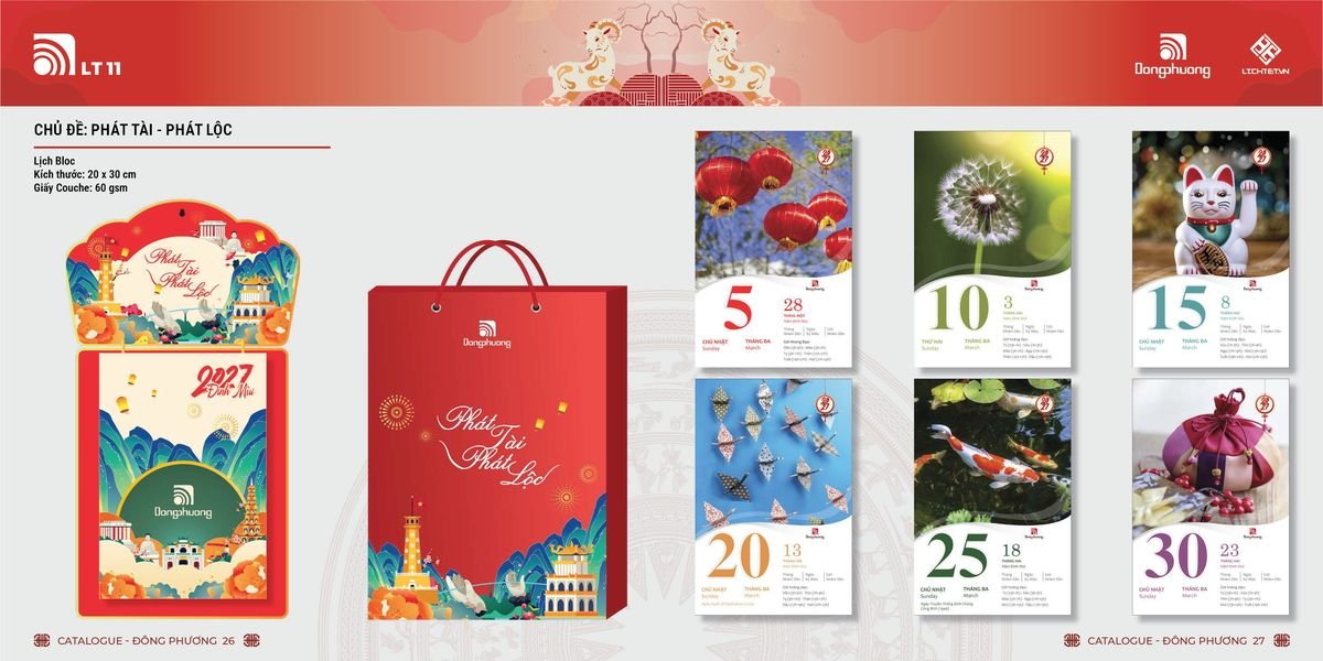 Lịch Bloc Đông Phương 2027 DP12 Quà Tết Công Đoàn Đầy Đủ Hóa Đơn VAT