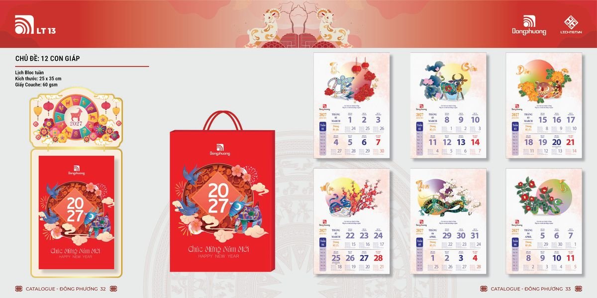 Lịch Bloc Đông Phương 2027 DP15 Quà Tết Công Đoàn Đầy Đủ Hóa Đơn VAT