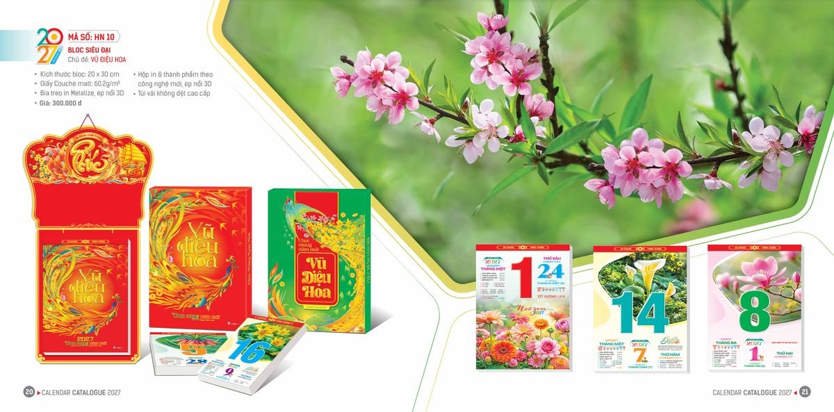 Lịch Bloc Hoa Niên 2027 ĐP DPHN09 Quà Tết Công Đoàn Đầy Đủ Hóa Đơn VAT