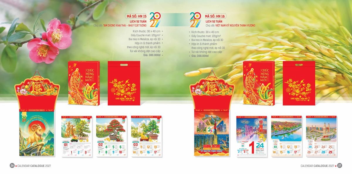 Lịch Bloc Hoa Niên 2027 ĐP DPHN12 Quà Tết Công Đoàn Đầy Đủ Hóa Đơn VAT