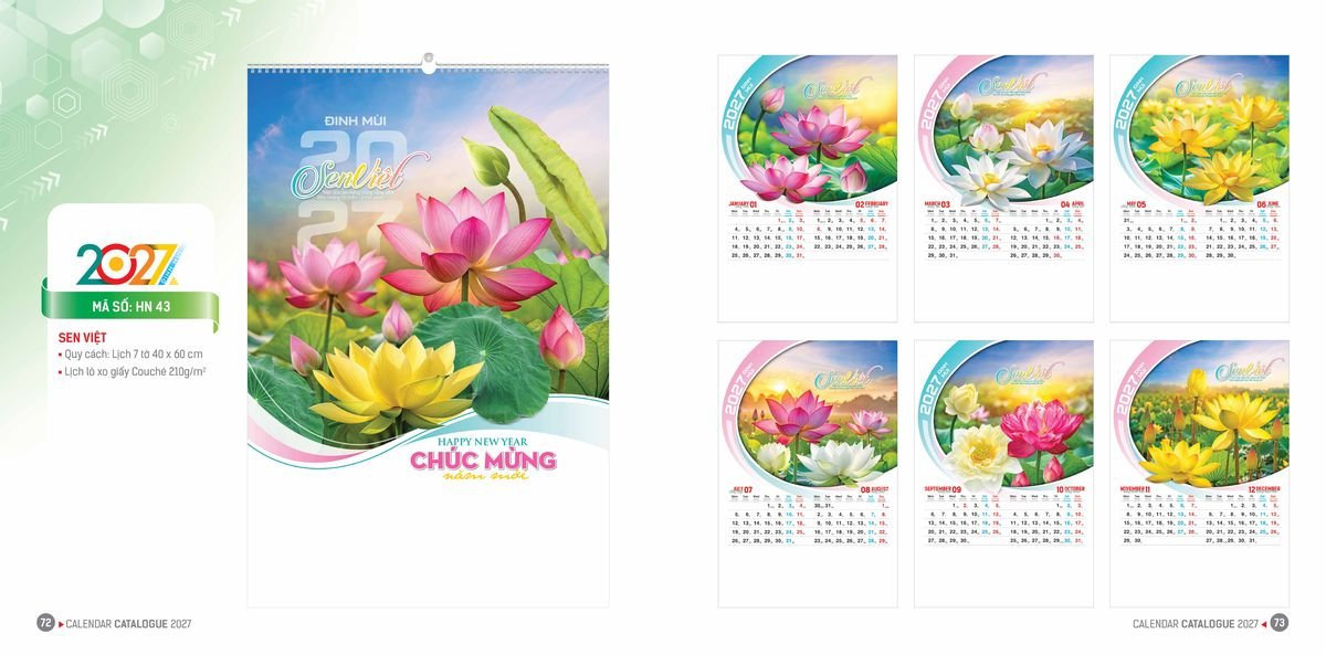 Lịch Bloc Hoa Niên 2027 ĐP DPHN35 Quà Tết Công Đoàn Đầy Đủ Hóa Đơn VAT