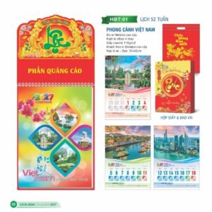 Lịch 52 Tuần 2027 HBT Mẫu HBT01 (31 x 42cm) Quà Tết Công Đoàn Đầy Đủ Hóa Đơn VAT in logo doanh nghiệp quà tặng Tết tại Quà Tặng Công Đoàn