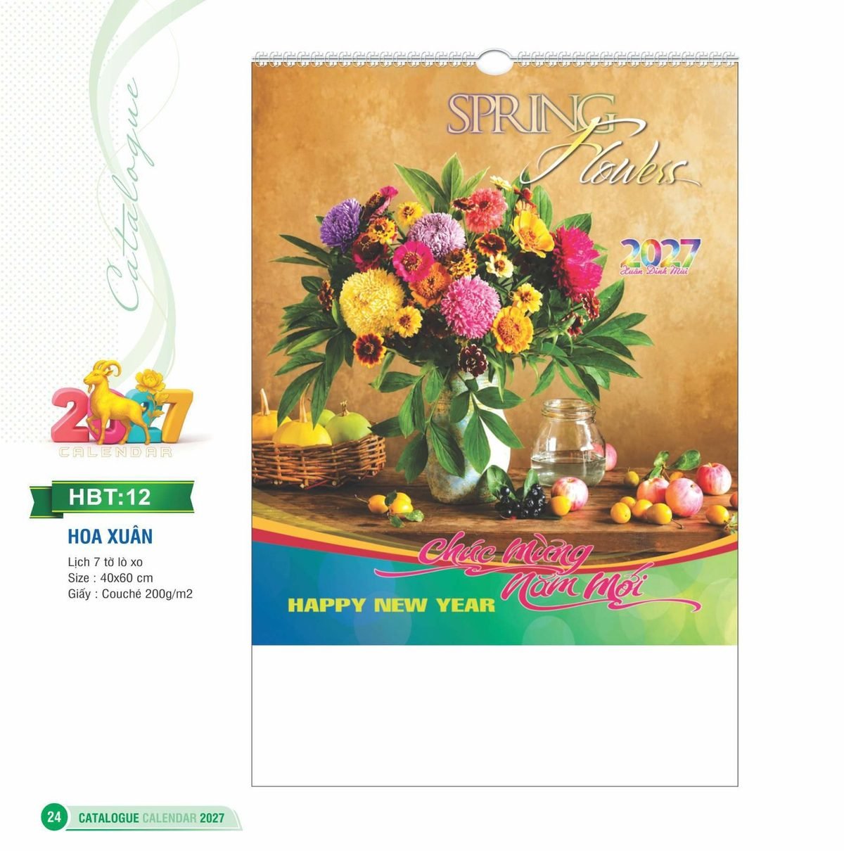 Lịch Treo Tường Lò Xo 2027 HBT Mẫu HBT12 (40 x 60cm) Quà Tết Công Đoàn Đầy Đủ Hóa Đơn VAT Lịch Treo Tường Lò Xo 2027 HBT Mẫu HBT12 (40 x 60cm) Quà Tết Công Đoàn Đầy Đủ Hóa Đơn VAT in logo doanh nghiệp quà tặng Tết tại Quà Tặng Công Đoàn