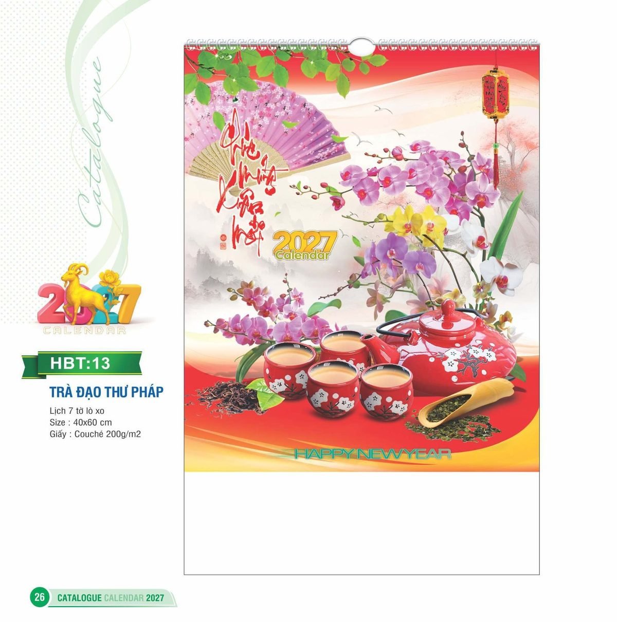 Lịch Treo Tường Lò Xo 2027 HBT Mẫu HBT13 (40 x 60cm) Quà Tết Công Đoàn Đầy Đủ Hóa Đơn VAT Lịch Treo Tường Lò Xo 2027 HBT Mẫu HBT13 (40 x 60cm) Quà Tết Công Đoàn Đầy Đủ Hóa Đơn VAT in logo doanh nghiệp quà tặng Tết tại Quà Tặng Công Đoàn