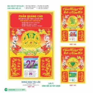 Lịch Bìa Treo 2027 HBT Mẫu HBT189 (29 x 41 cm) Quà Tết Công Đoàn Đầy Đủ Hóa Đơn VAT in logo doanh nghiệp quà tặng Tết tại Quà Tặng Công Đoàn
