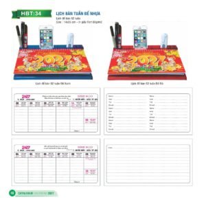 Lịch Để Bàn 2027 HBT Mẫu HBT34 (14 x 26cm) Quà Tết Công Đoàn Đầy Đủ Hóa Đơn VAT in logo doanh nghiệp quà tặng Tết tại Quà Tặng Công Đoàn