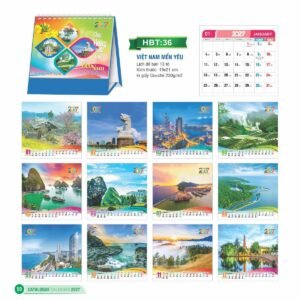Lịch Để Bàn 2027 HBT Mẫu HBT37 (19 x 21cm) Quà Tết Công Đoàn Đầy Đủ Hóa Đơn VAT in logo doanh nghiệp quà tặng Tết tại Quà Tặng Công Đoàn