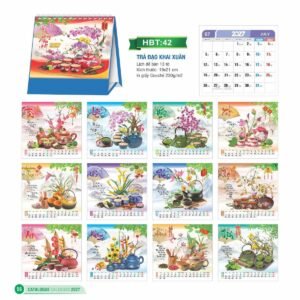 Lịch Để Bàn 2027 HBT Mẫu HBT43 (19 x 21cm) Quà Tết Công Đoàn Đầy Đủ Hóa Đơn VAT in logo doanh nghiệp quà tặng Tết tại Quà Tặng Công Đoàn