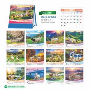 Lịch Để Bàn 2027 HBT Mẫu HBT46 (19 x 21cm) Quà Tết Công Đoàn Đầy Đủ Hóa Đơn VAT in logo doanh nghiệp quà tặng Tết tại Quà Tặng Công Đoàn
