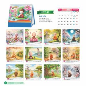 Lịch Để Bàn 2027 HBT Mẫu HBT48 (19 x 21cm) Quà Tết Công Đoàn Đầy Đủ Hóa Đơn VAT in logo doanh nghiệp quà tặng Tết tại Quà Tặng Công Đoàn
