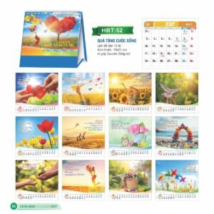 Lịch Để Bàn 2027 HBT Mẫu HBT52 (19 x 21cm) Quà Tết Công Đoàn Đầy Đủ Hóa Đơn VAT in logo doanh nghiệp quà tặng Tết tại Quà Tặng Công Đoàn