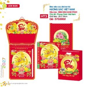 Lịch Bloc Cực Đại 2027 HT Mẫu HT3 - Hương Sắc Việt Nam (29 x 41cm) Quà Tết Công Đoàn Đầy Đủ Hóa Đơn VAT in logo doanh nghiệp quà tặng Tết tại Quà Tặng Công Đoàn
