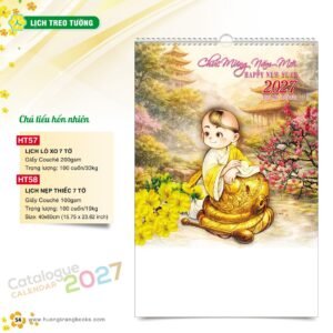 Lịch Treo Tường 2027 HT Mẫu HT57 (40 x 60cm) Quà Tết Công Đoàn Đầy Đủ Hóa Đơn VAT in logo doanh nghiệp quà tặng Tết tại Quà Tặng Công Đoàn