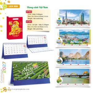 Lịch Để Bàn 2027 HT Mẫu HT63 (24 x 16cm) Quà Tết Công Đoàn Đầy Đủ Hóa Đơn VAT in logo doanh nghiệp quà tặng Tết tại Quà Tặng Công Đoàn
