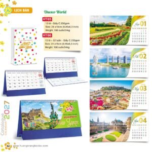 Lịch Để Bàn 2027 HT Mẫu HT65 (24 x 16cm) Quà Tết Công Đoàn Đầy Đủ Hóa Đơn VAT in logo doanh nghiệp quà tặng Tết tại Quà Tặng Công Đoàn