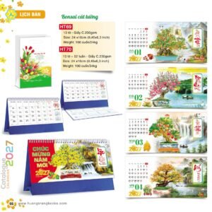 Lịch Để Bàn 2027 HT Mẫu HT69 (24 x 16cm) Quà Tết Công Đoàn Đầy Đủ Hóa Đơn VAT in logo doanh nghiệp quà tặng Tết tại Quà Tặng Công Đoàn