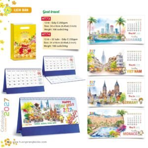 Lịch Để Bàn 2027 HT Mẫu HT73 (24 x 16cm) Quà Tết Công Đoàn Đầy Đủ Hóa Đơn VAT in logo doanh nghiệp quà tặng Tết tại Quà Tặng Công Đoàn