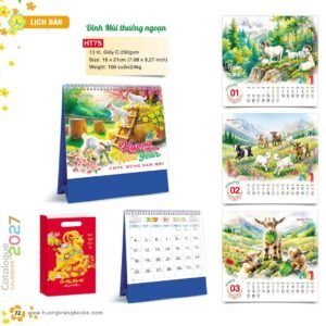Lịch Để Bàn 2027 HT Mẫu HT75 (18 x 21cm) Quà Tết Công Đoàn Đầy Đủ Hóa Đơn VAT in logo doanh nghiệp quà tặng Tết tại Quà Tặng Công Đoàn
