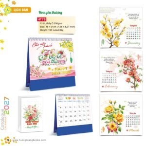 Lịch Để Bàn 2027 HT Mẫu HT78 (18 x 21cm) Quà Tết Công Đoàn Đầy Đủ Hóa Đơn VAT in logo doanh nghiệp quà tặng Tết tại Quà Tặng Công Đoàn
