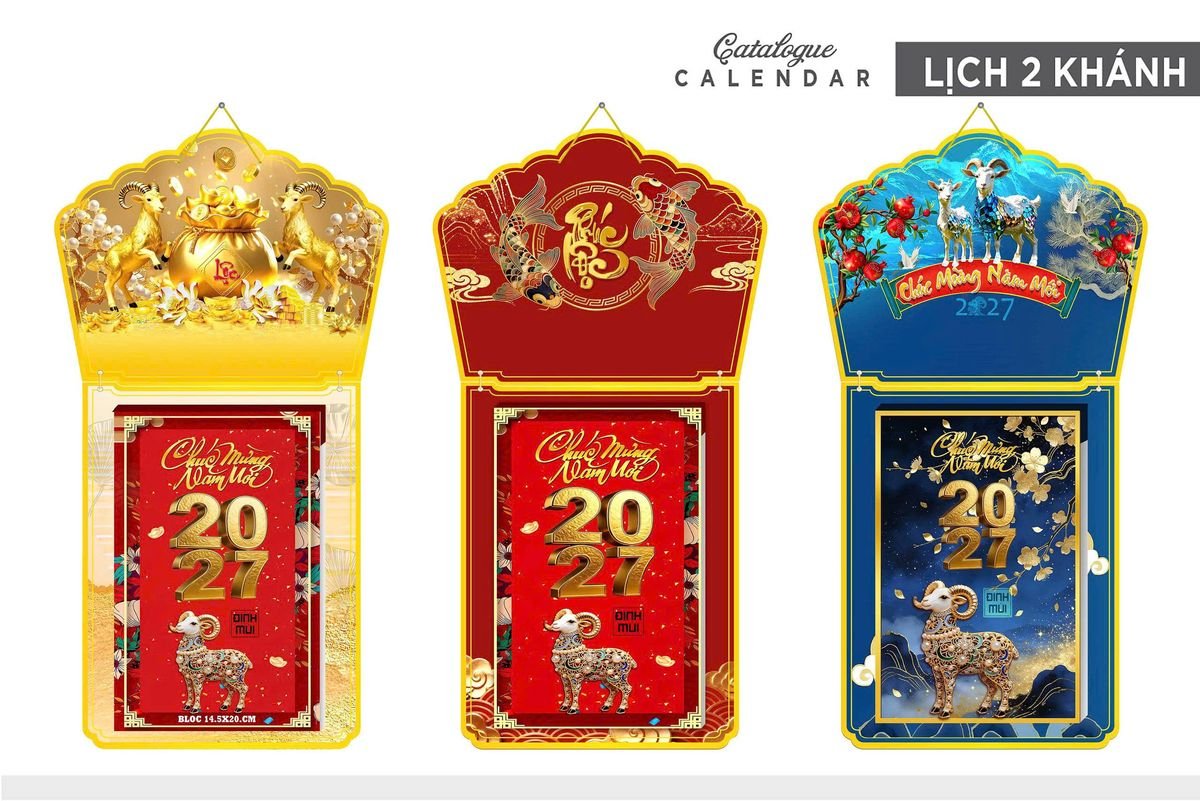 Lịch Khánh Gỗ Lamina 2 Đầu 2027 LM2D_002 - Quà Tặng Công Đoàn
