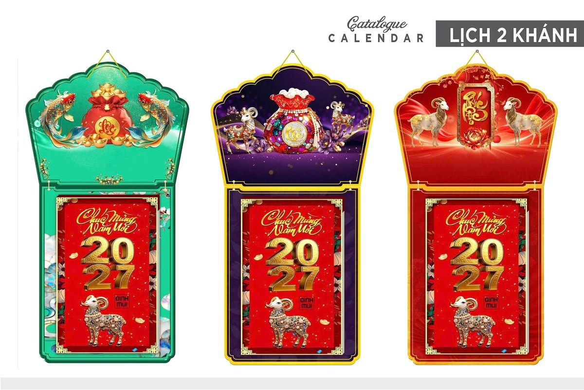 Lịch Khánh Gỗ Lamina 2 Đầu 2027 LM2D_003 - Quà Tặng Công Đoàn