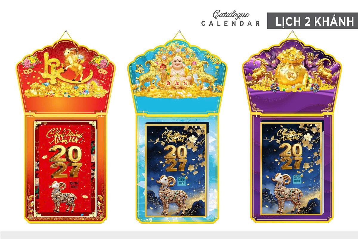 Lịch Khánh Gỗ Lamina 2 Đầu 2027 LM2D_004 - Quà Tặng Công Đoàn