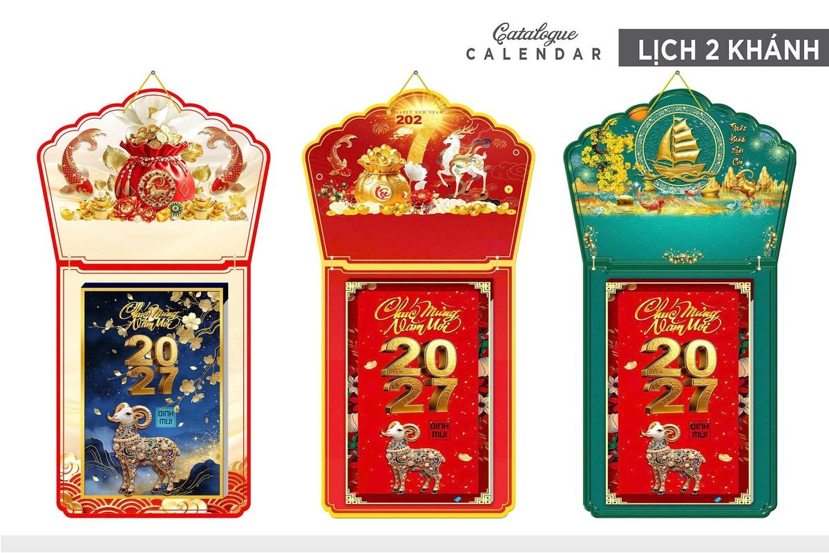 Lịch Khánh Gỗ Lamina 2 Đầu 2027 LM2D_005 - Quà Tặng Công Đoàn