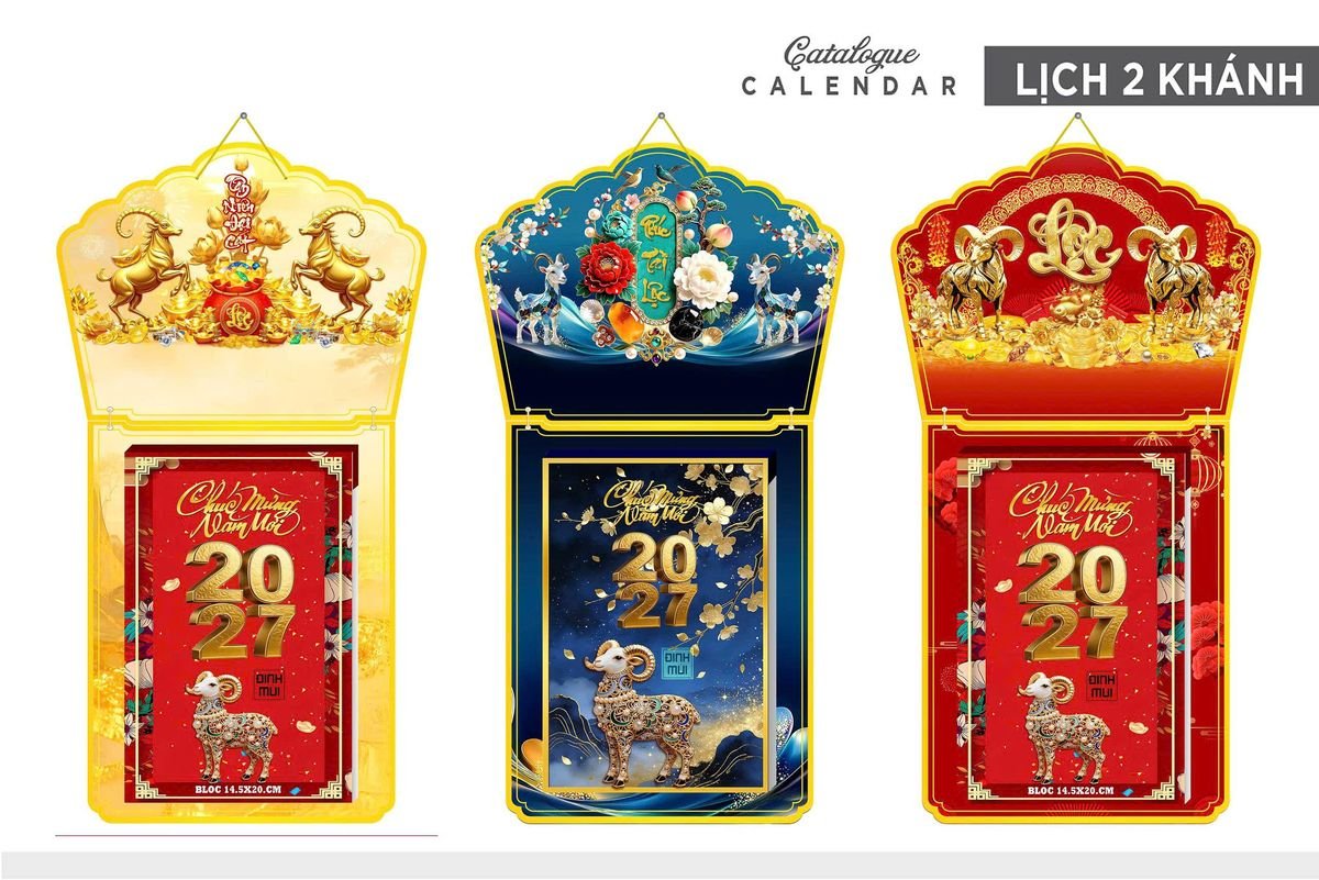 Lịch Khánh Gỗ Lamina 2 Đầu 2027 LM2D_006 - Quà Tặng Công Đoàn
