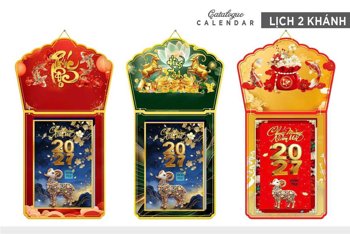 Lịch Khánh Gỗ Lamina 2 Đầu 2027 LM2D_007 - Quà Tặng Công Đoàn