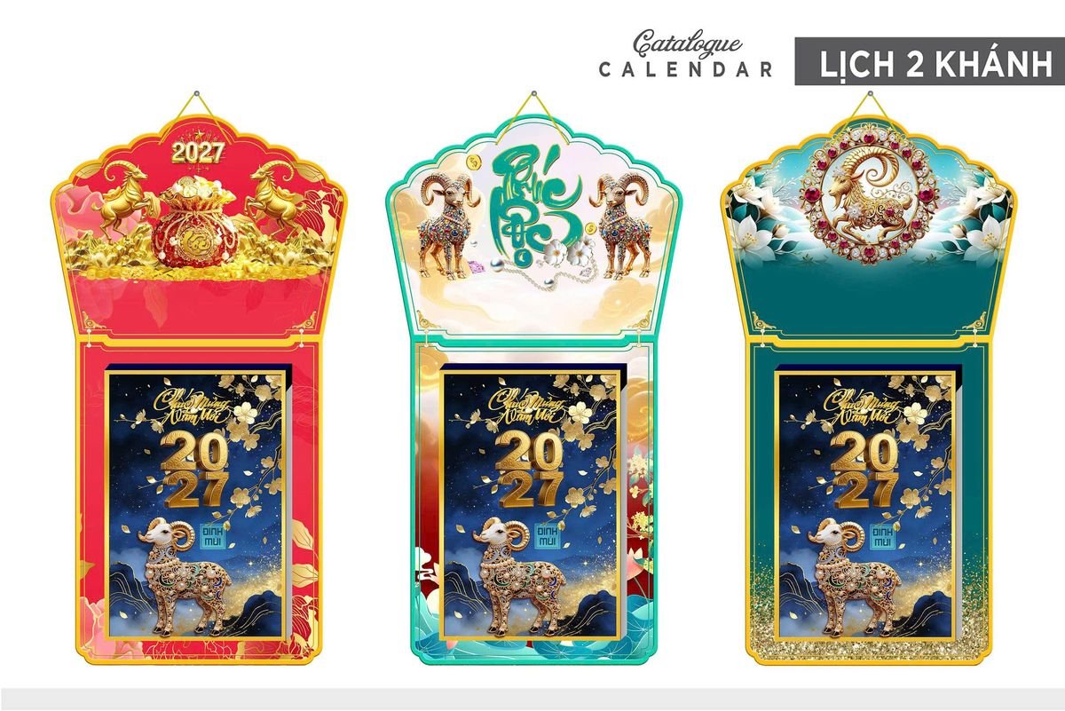 Lịch Khánh Gỗ Lamina 2 Đầu 2027 LM2D_008 - Quà Tặng Công Đoàn