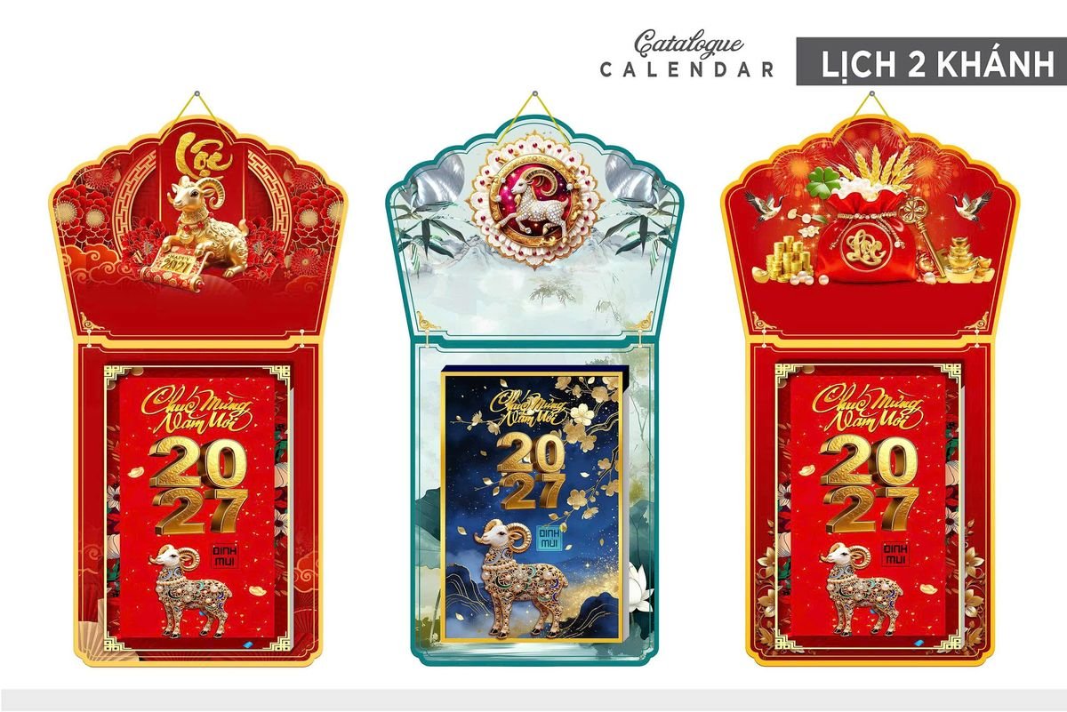 Lịch Khánh Gỗ Lamina 2 Đầu 2027 LM2D_009 - Quà Tặng Công Đoàn